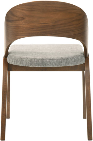 Woodson Linen Textured Fabric: 22% Linen, 33% Cotton, 35% Polyester / Solid Wood / Walnut Veneer / Foam Mid Century Modern Grey Linen Textured Fabric Dining Chair - 19.88" W x 23.03" D x 30.20" H