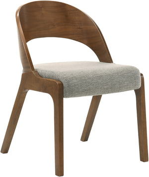 Woodson Linen Textured Fabric: 22% Linen, 33% Cotton, 35% Polyester / Solid Wood / Walnut Veneer / Foam Mid Century Modern Grey Linen Textured Fabric Dining Chair - 19.88" W x 23.03" D x 30.20" H