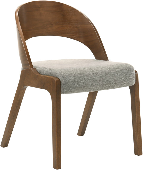 Woodson Linen Textured Fabric: 22% Linen, 33% Cotton, 35% Polyester / Solid Wood / Walnut Veneer / Foam Mid Century Modern Grey Linen Textured Fabric Dining Chair - 19.88" W x 23.03" D x 30.20" H
