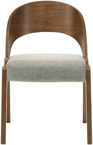 Woodson Linen Textured Fabric: 22% Linen, 33% Cotton, 35% Polyester / Solid Wood / Walnut Veneer / Foam Mid Century Modern Grey Linen Textured Fabric Dining Chair - 19.88" W x 23.03" D x 30.20" H