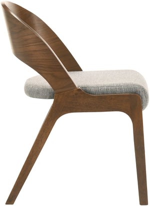 Woodson Linen Textured Fabric: 22% Linen, 33% Cotton, 35% Polyester / Solid Wood / Walnut Veneer / Foam Mid Century Modern Grey Linen Textured Fabric Dining Chair - 19.88" W x 23.03" D x 30.20" H