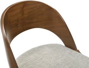 Woodson Linen Textured Fabric: 22% Linen, 33% Cotton, 35% Polyester / Solid Wood / Walnut Veneer / Foam Mid Century Modern Grey Linen Textured Fabric Dining Chair - 19.88" W x 23.03" D x 30.20" H