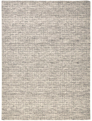 Belfort Modern Crosshatch Rug, Ivory Sand/Charcoal Gray, 9ft x 12ft Area Rug