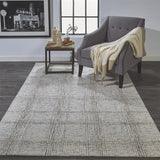 Belfort Modern Minimalist Rug, Abstract Plaid, Gray, 9ft x 12ft Area Rug