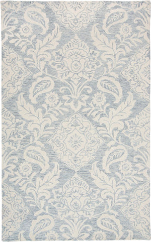 Belfort Modern Floral Paisley Rug, Celestial Blue/Ivory, 9ft x 12ft Area Rug