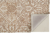 Belfort Modern Minimalist Rug, Floral Geometric, Leather Brown, 2ft x 3ft Area Rug