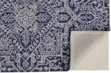 Belfort Modern Minimalist Rug, Floral Geometric, Navy Blue, 2ft x 3ft Area Rug