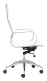 Zuo Modern Glider 100% Polyurethane, Plywood, Steel, Aluminum Alloy Modern Commercial Grade High Back Office Chair White, Silver 100% Polyurethane, Plywood, Steel, Aluminum Alloy