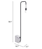 Zuo Modern Lancia Steel, Marble Industrial Commercial Grade Floor Lamp Black, White Steel, Marble