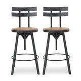 Christopher Knight Home® Alanis Modern Industrial Firwood Adjustable Height Swivel Barstools, Natural and Black Brushed Silver - Set of 2