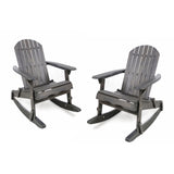 Malibu Outdoor Dark Grey Finish Acacia Wood Adirondack Rocking Chairs (Set of 2)