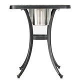 Ava Outdoor Cast Aluminum Bistro Table with Ice Bucket, Black Copper