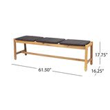 Cambria Outdoor 3 Seater Wicker Bench, Teak and Brown Noble House