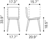 Zuo Modern Jericho 100% Polyester, Plywood, Birch Wood Mid Century Commercial Grade Dining Chair Set - Set of 2 Gray, Brown 100% Polyester, Plywood, Birch Wood