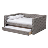 Baxton Studio Anabella Modern and Contemporary Grey Fabric Upholstered Full Size Daybed with Trundle