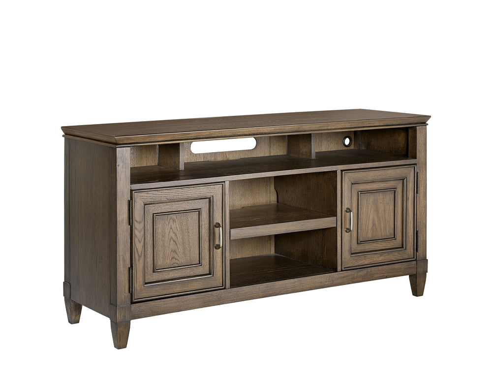 Newport 54" TV Console: Elegant Planked Oak Finish with Cable Management & Soundbar Shelf Included