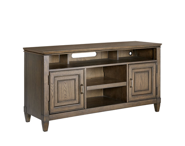 Newport 54" TV Console: Elegant Planked Oak Finish with Cable Management & Soundbar Shelf Included