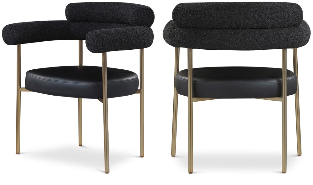Blake Boucle Fabric / Faux Leather / Iron / Foam Contemporary Black Faux Leather / Boucle Fabric Dining Chair - 28.5" W x 24" D x 31.5" H