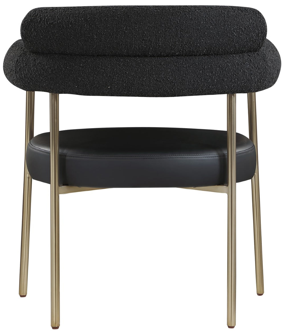Blake Boucle Fabric / Faux Leather / Iron / Foam Contemporary Black Faux Leather / Boucle Fabric Dining Chair - 28.5" W x 24" D x 31.5" H