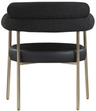 Blake Boucle Fabric / Faux Leather / Iron / Foam Contemporary Black Faux Leather / Boucle Fabric Dining Chair - 28.5" W x 24" D x 31.5" H