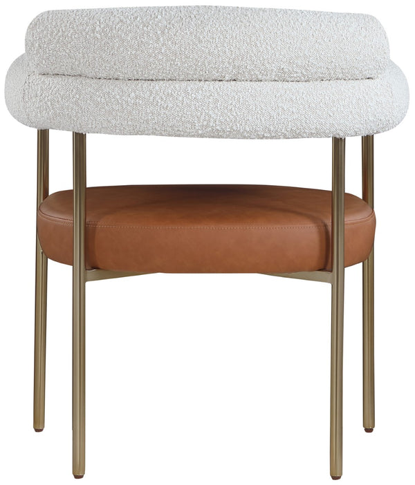Blake Boucle Fabric / Faux Leather / Iron / Foam Contemporary Cognac Faux Leather / Cream Boucle Fabric Dining Chair - 28.5" W x 24" D x 31.5" H