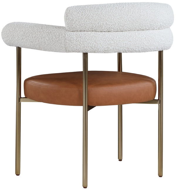 Blake Boucle Fabric / Faux Leather / Iron / Foam Contemporary Cognac Faux Leather / Cream Boucle Fabric Dining Chair - 28.5" W x 24" D x 31.5" H