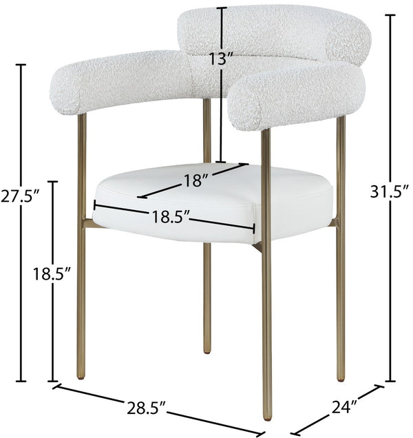 Blake Boucle Fabric / Faux Leather / Iron / Foam Contemporary Cream Faux Leather / Boucle Fabric Dining Chair - 28.5" W x 24" D x 31.5" H