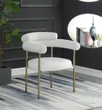 Blake Boucle Fabric / Faux Leather / Iron / Foam Contemporary Cream Faux Leather / Boucle Fabric Dining Chair - 28.5" W x 24" D x 31.5" H