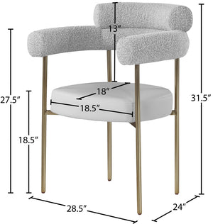 Blake Boucle Fabric / Faux Leather / Iron / Foam Contemporary Taupe Faux Leather / Boucle Fabric Dining Chair - 28.5" W x 24" D x 31.5" H