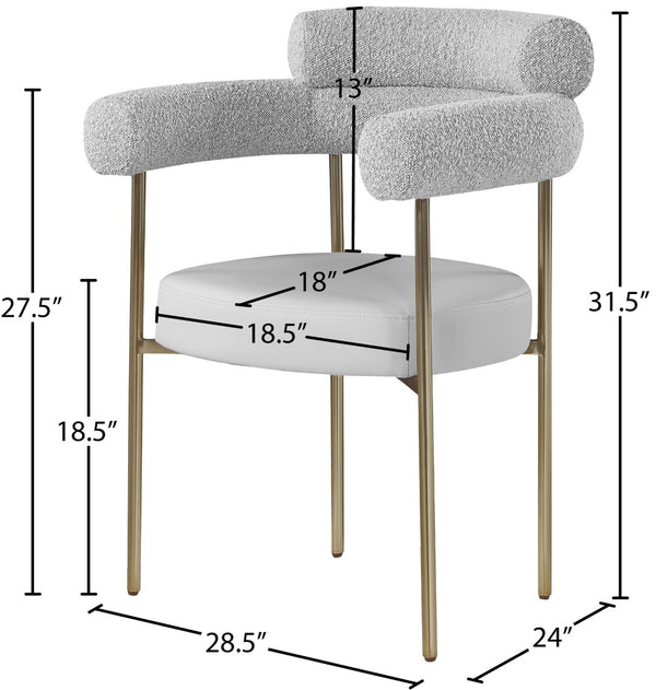 Blake Boucle Fabric / Faux Leather / Iron / Foam Contemporary Taupe Faux Leather / Boucle Fabric Dining Chair - 28.5" W x 24" D x 31.5" H