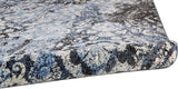 Ainsley Modern Distressed Floral Rug, Glacier Blue/Black, 8ft x 11ft