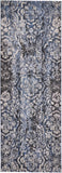 Ainsley Modern Distressed Floral Rug, Glacier Blue/Black, 2ft-10in x 7ft-10in