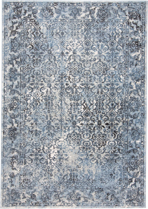 Ainsley Distressed Ornamental Rug, Ice Blue/Charcoal, 8ft x 11ft Area Rug