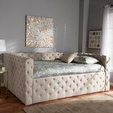 Baxton Studio Anabella Modern and Contemporary Light Beige Fabric Upholstered Queen Size Daybed