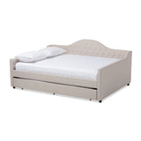 Baxton Studio Eliza Modern and Contemporary Light Beige Fabric Upholstered Full Size Daybed with Trundle