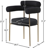 Blake Boucle Fabric / Iron / Foam Contemporary Black Boucle Fabric Dining Chair - 28.5" W x 24" D x 31.5" H
