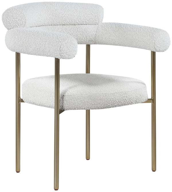 Blake Boucle Fabric / Iron / Foam Contemporary Cream Boucle Fabric Dining Chair - 28.5" W x 24" D x 31.5" H