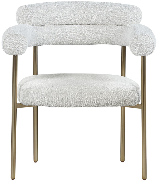 Blake Boucle Fabric / Iron / Foam Contemporary Cream Boucle Fabric Dining Chair - 28.5" W x 24" D x 31.5" H