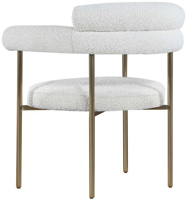 Blake Boucle Fabric / Iron / Foam Contemporary Cream Boucle Fabric Dining Chair - 28.5" W x 24" D x 31.5" H