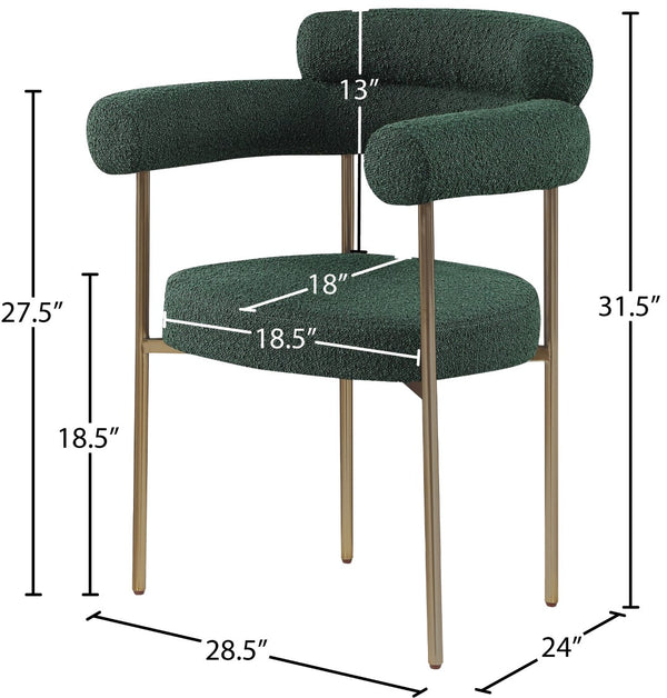 Blake Boucle Fabric / Iron / Foam Contemporary Green Boucle Fabric Dining Chair - 28.5" W x 24" D x 31.5" H