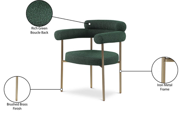 Blake Boucle Fabric / Iron / Foam Contemporary Green Boucle Fabric Dining Chair - 28.5" W x 24" D x 31.5" H