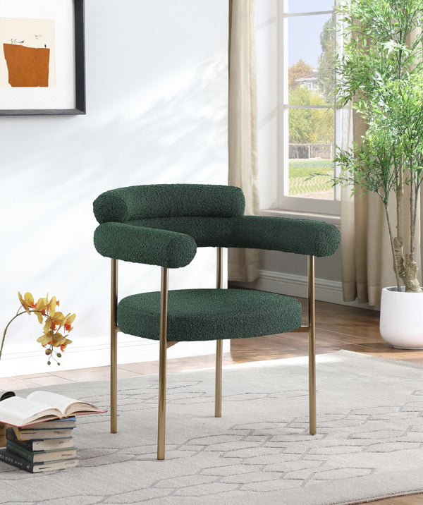 Blake Boucle Fabric / Iron / Foam Contemporary Green Boucle Fabric Dining Chair - 28.5" W x 24" D x 31.5" H