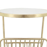 Sagebrook Home Contemporary Metal, 26"h Mirrored Side Table/rack, Gold 16662 Gold Iron