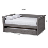 Baxton Studio Alena Modern and Contemporary Grey Fabric Upholstered Queen Size Daybed with Trundle