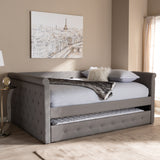 Baxton Studio Alena Modern and Contemporary Grey Fabric Upholstered Queen Size Daybed with Trundle