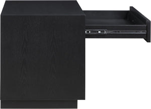 Avery Ash Veneer / MDF / Metal / Rubberwood Contemporary Black Wood Veneer Night Stand - 32" W x 18" D x 21" H