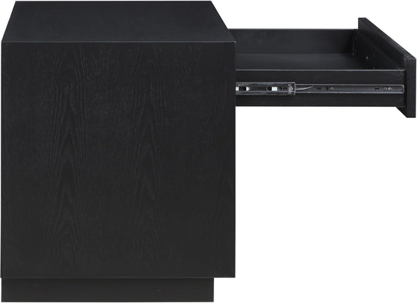 Avery Ash Veneer / MDF / Metal / Rubberwood Contemporary Black Wood Veneer Night Stand - 32" W x 18" D x 21" H