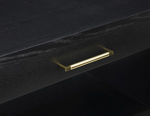 Avery Ash Veneer / MDF / Metal / Rubberwood Contemporary Black Wood Veneer Night Stand - 32" W x 18" D x 21" H