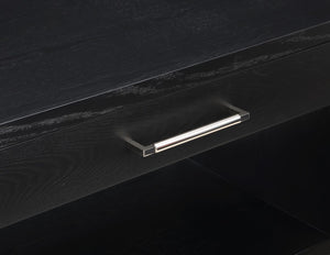 Avery Ash Veneer / MDF / Metal / Rubberwood Contemporary Black Wood Veneer Night Stand - 32" W x 18" D x 21" H