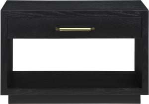 Avery Ash Veneer / MDF / Metal / Rubberwood Contemporary Black Wood Veneer Night Stand - 32" W x 18" D x 21" H